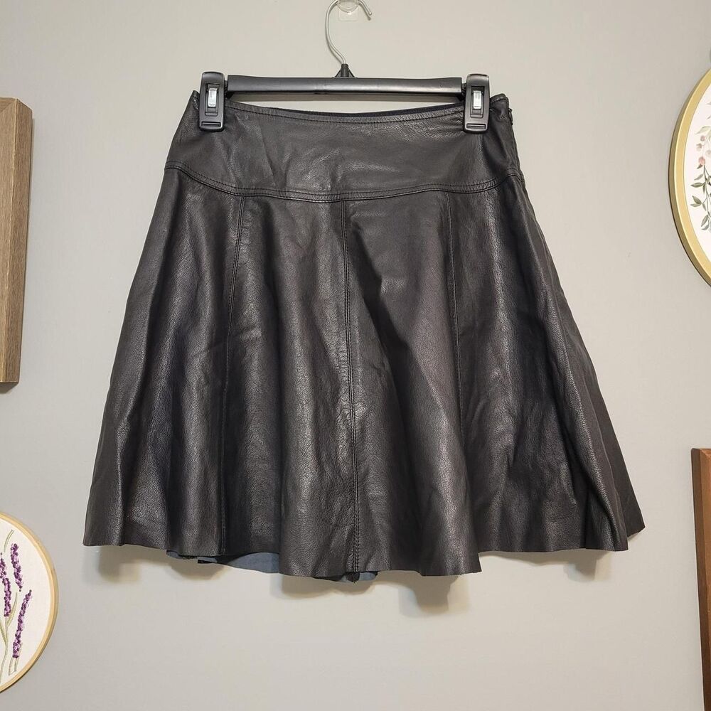 Joie Lambskin Leather & Silk Mini Skirt Minimal Luxury Dark Coquette Academia
